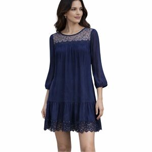 Silk Lace Navy Mini Dress Made in Italy Prontomoda Giusy L